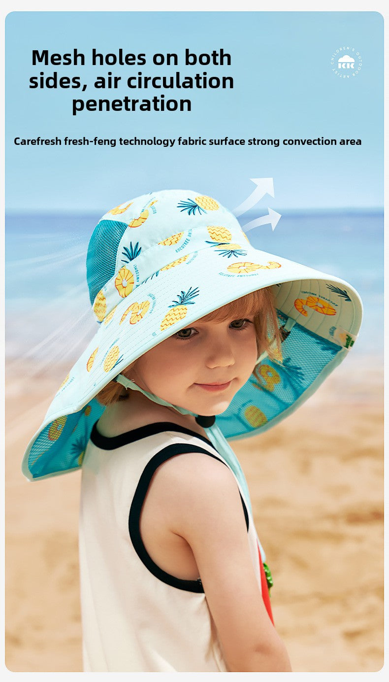 Kocotree Children's Sun Protection Hat Summer Baby Sunshade Sun Hat UV Protection Fisherman Hat Boys and Girls Wide Brim