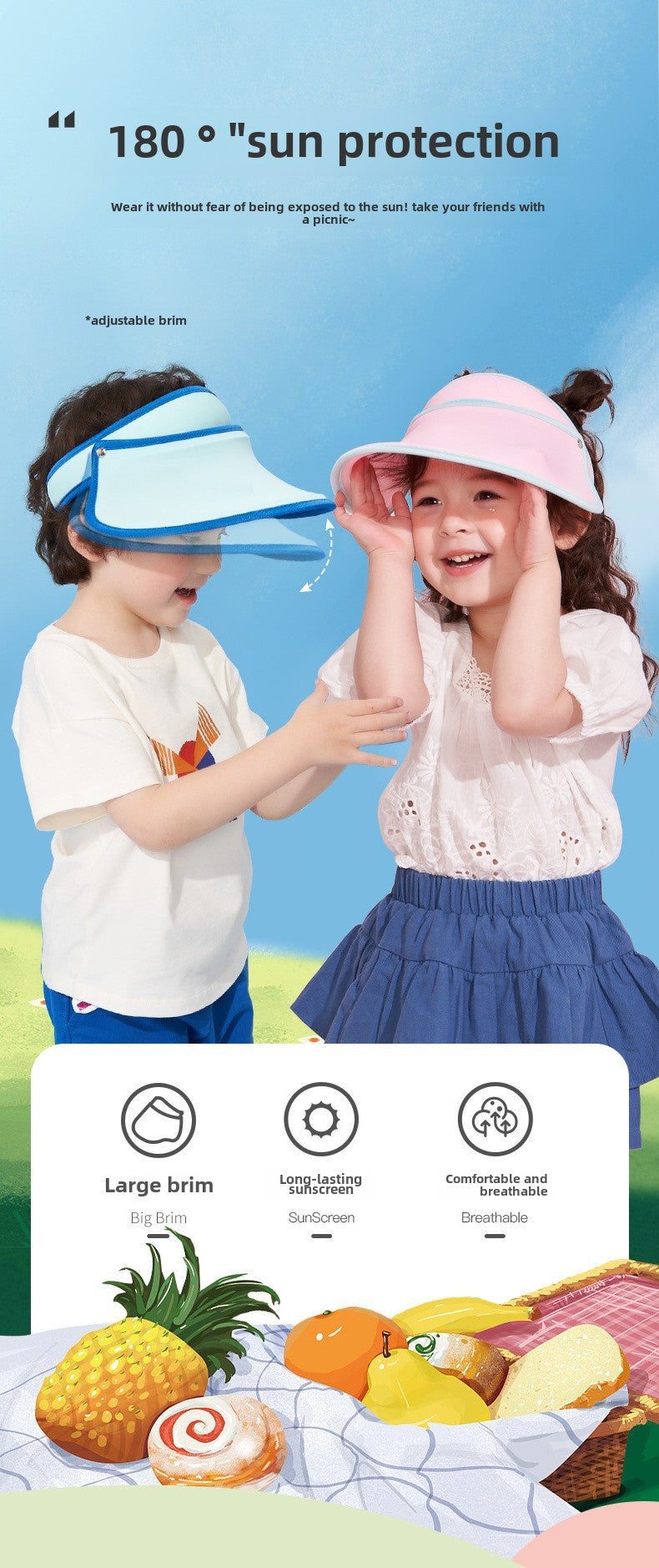 Kocotree Children's Sun Hat Boys Girls Summer Sun Visor Baby UV Protection Elementary School Hat