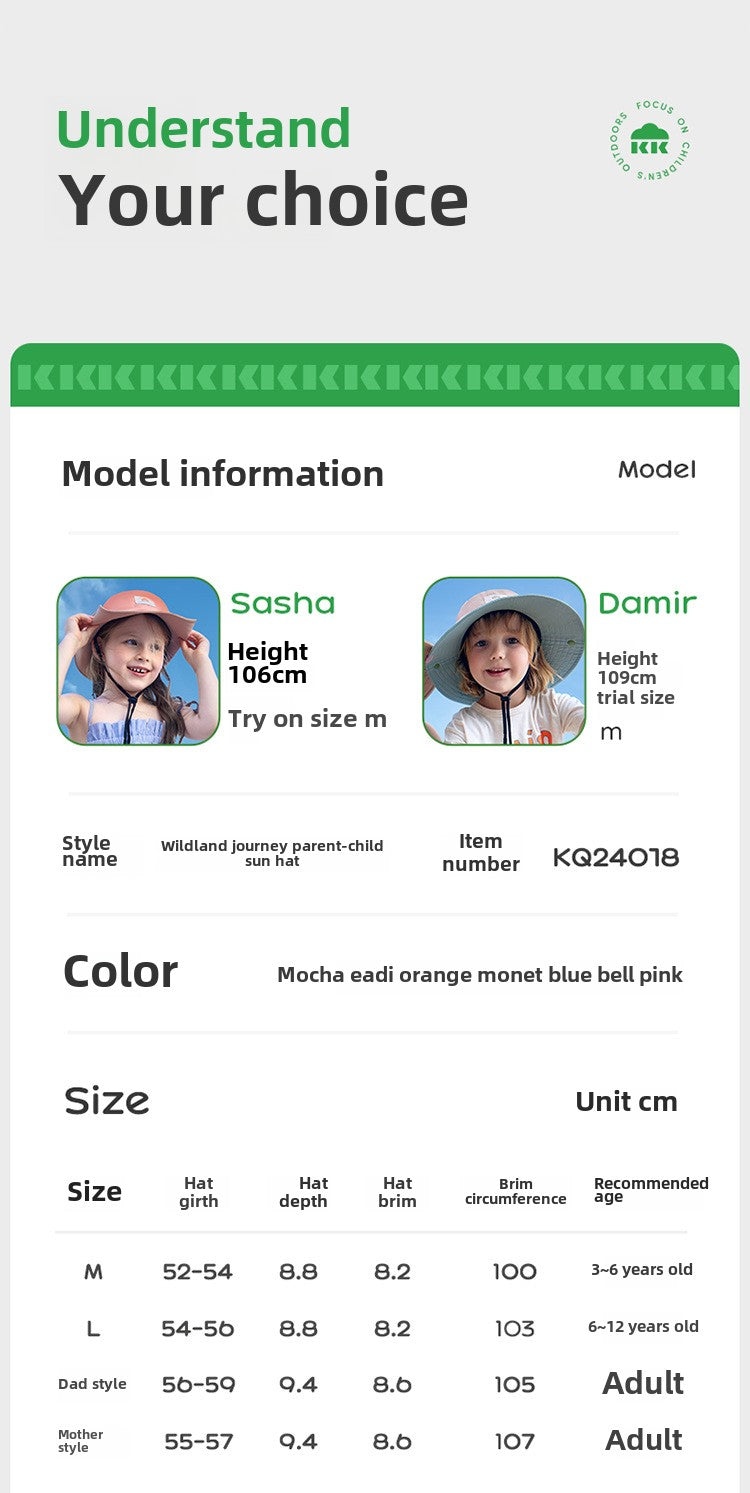 Kocotree Parent-Child Sun Hat Children's Sunshade Hat Outdoor Hiking Boys Girls Baby Hat Camping Fisherman Hat