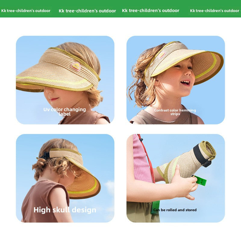 Kocotree Children's Sun Hat Boys Girls UV Protection Visor Hat Baby Outdoor Woven Straw Hat Summer