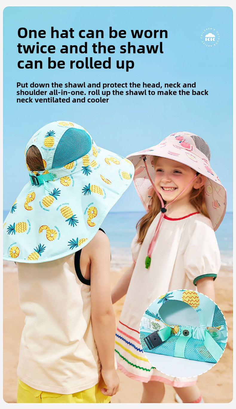 Kocotree Children's Sun Protection Hat Summer Baby Sunshade Sun Hat UV Protection Fisherman Hat Boys and Girls Wide Brim