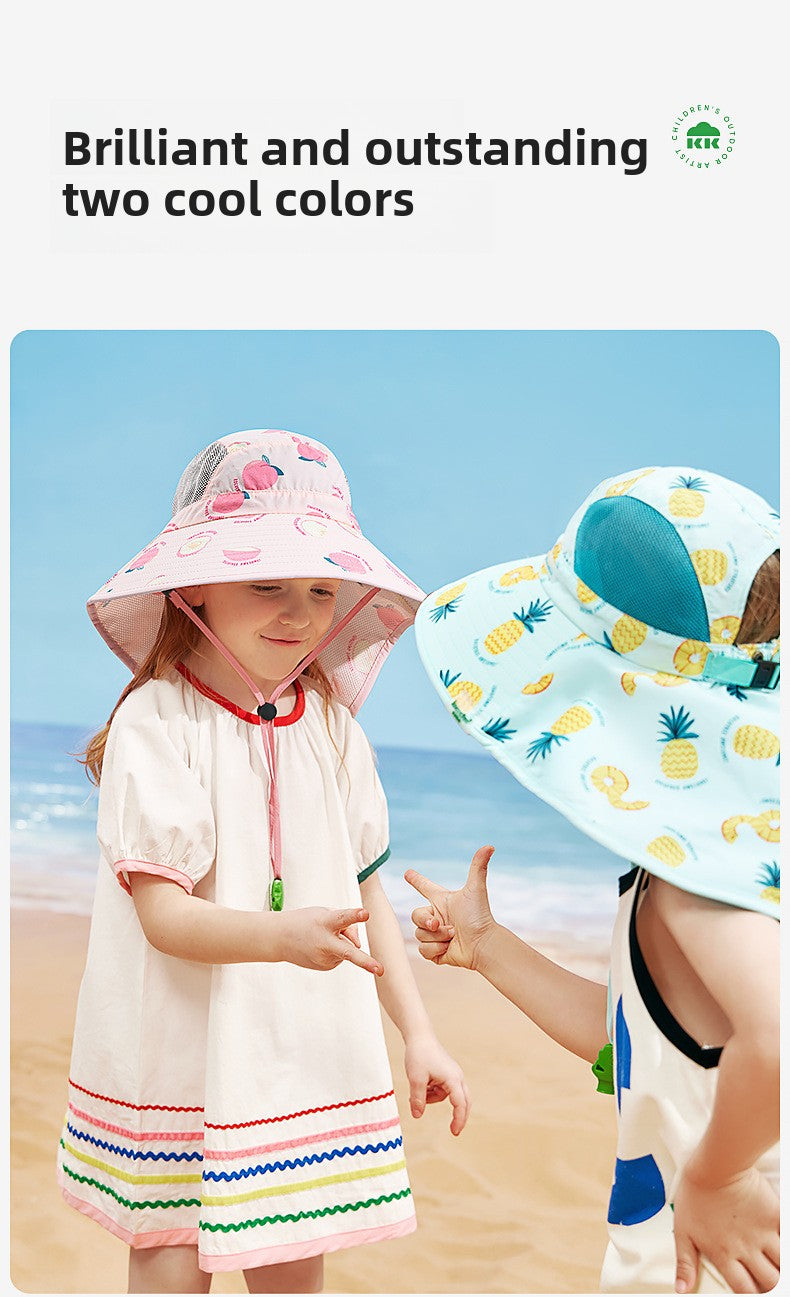 Kocotree Children's Sun Protection Hat Summer Baby Sunshade Sun Hat UV Protection Fisherman Hat Boys and Girls Wide Brim