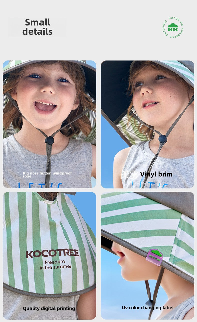 Kocotree Black Glue Children's Sun Hat UV Protection Baby Sun Hat Boys Girls Visor Sun Hat Wide Brim