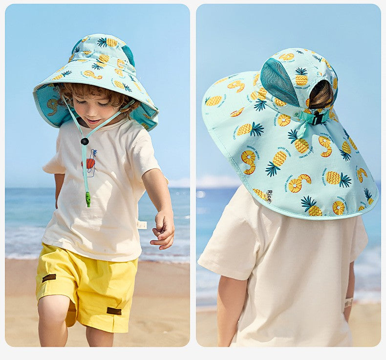 Kocotree Children's Sun Protection Hat Summer Baby Sunshade Sun Hat UV Protection Fisherman Hat Boys and Girls Wide Brim