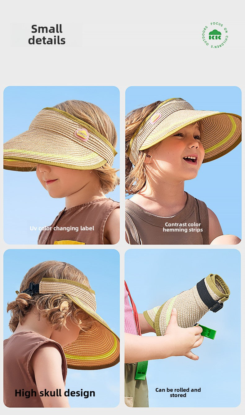 Kocotree Children's Sun Hat Boys Girls UV Protection Visor Hat Baby Outdoor Woven Straw Hat Summer