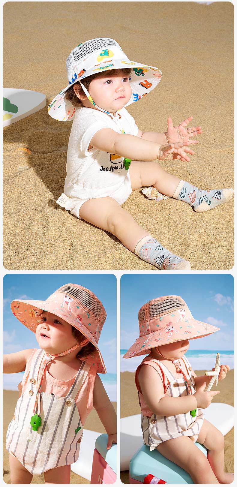 Kocotree Baby Sun Hat Infant Sunshade Hat UV Protection Boys and Girls Summer Wide Brim Fisherman Sun Hat