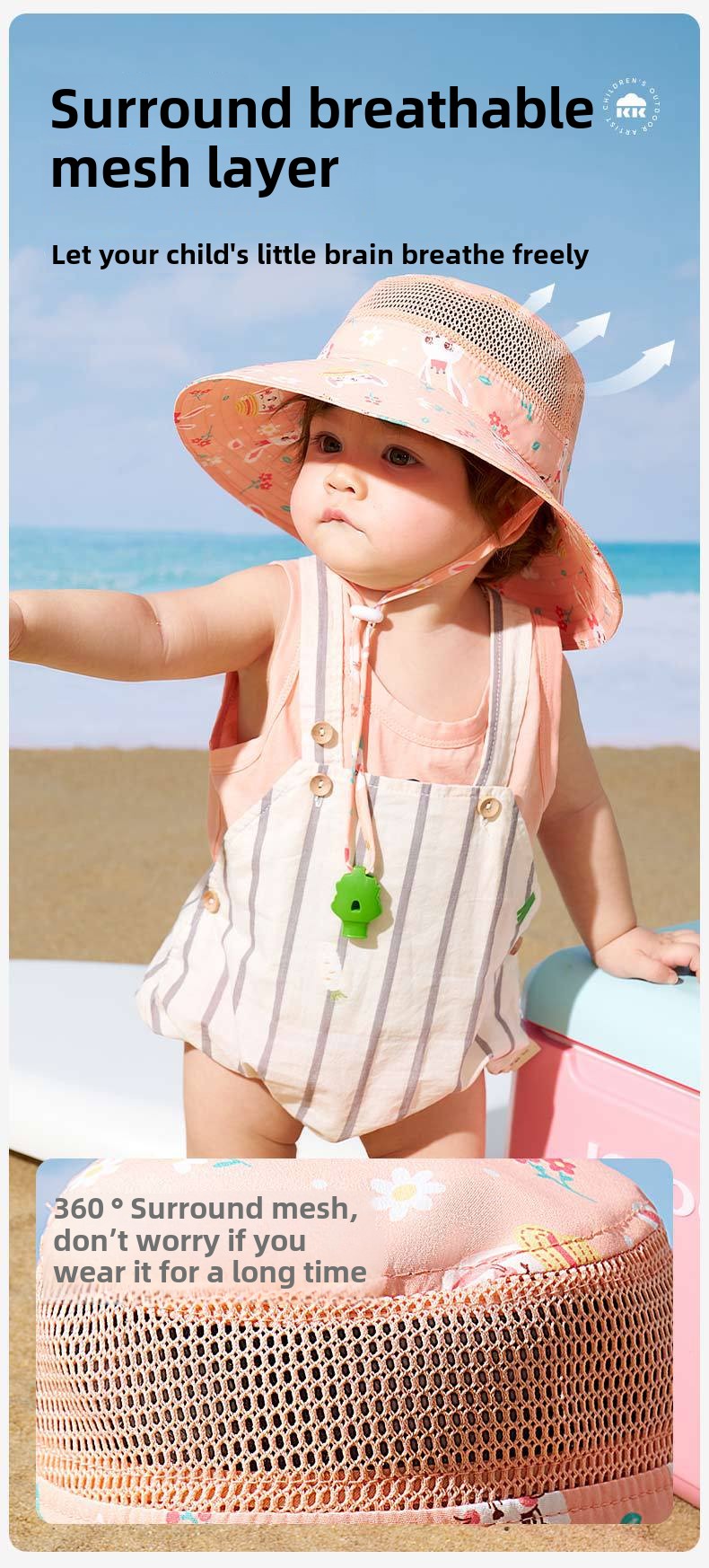 Kocotree Baby Sun Hat Infant Sunshade Hat UV Protection Boys and Girls Summer Wide Brim Fisherman Sun Hat